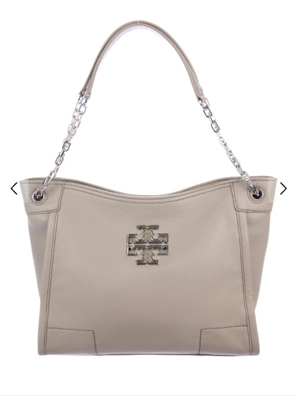 Tory Burch Britten French Gray Leather Chain-Handle Tote New